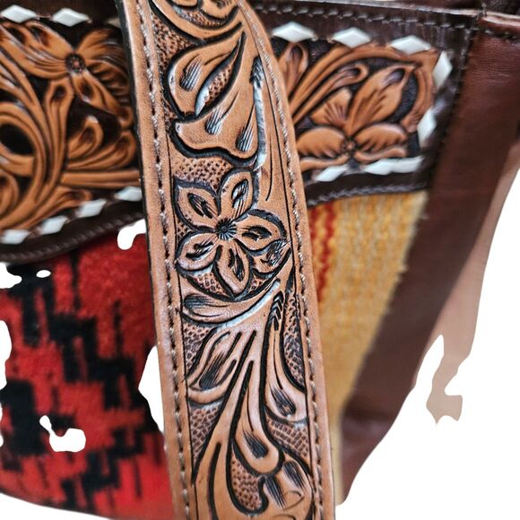 AD American Darling Signature Crossbody Bag Hand Tooled Leather Saddle Blanket - Picture 6 of 13
